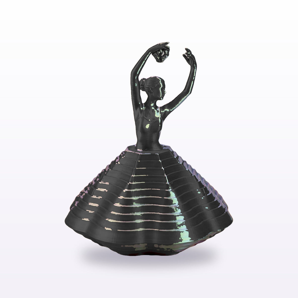 Formex 3D Printed Ballerina Spinning Top – Silk Filament, 11cm, NZ Made in Black
