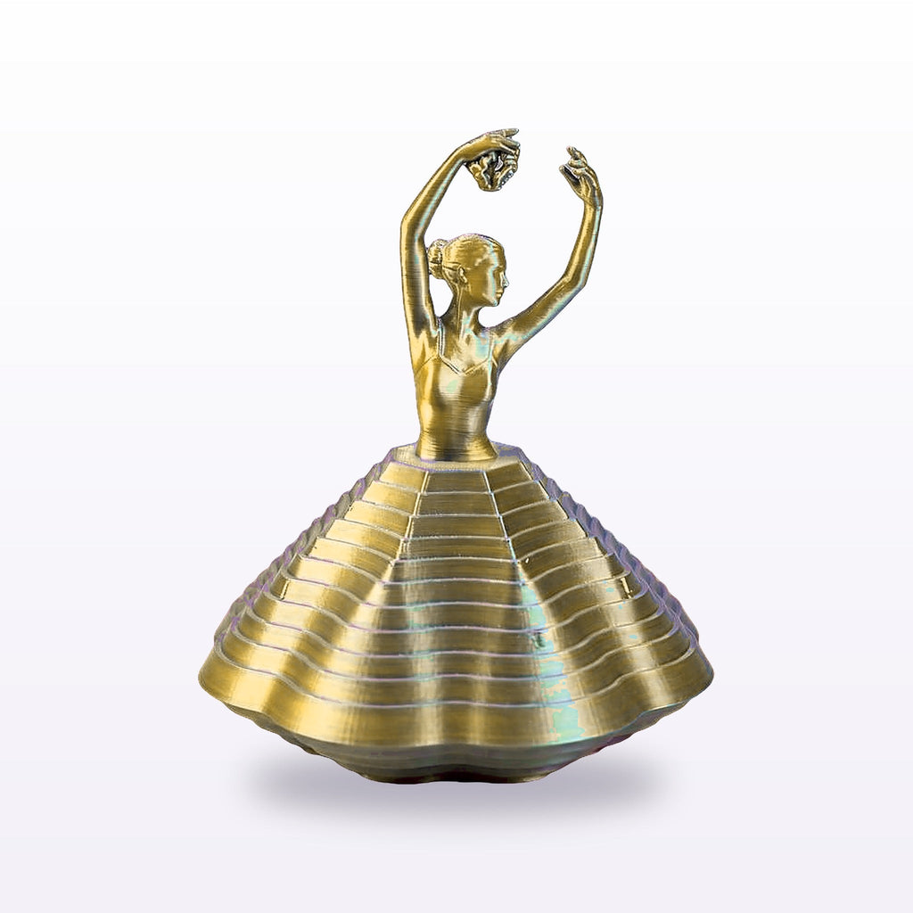 Formex 3D Printed Ballerina Spinning Top – Silk Filament, 11cm, NZ Made in Gold