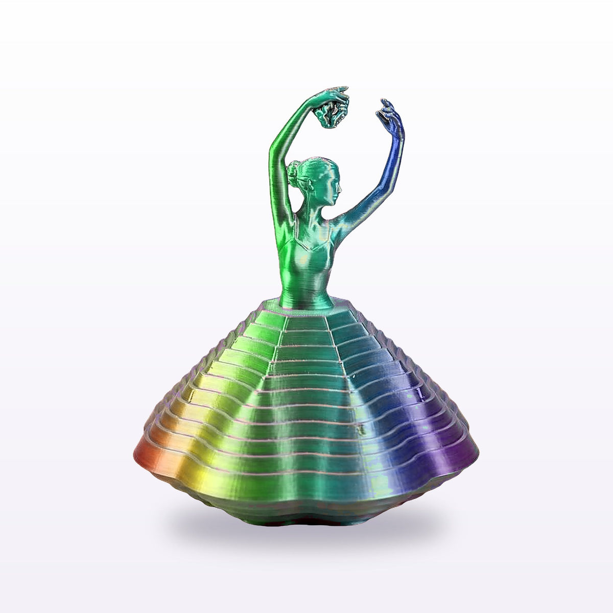 Formex 3D Printed Ballerina Spinning Top – Silk Filament, 11cm, NZ Made in Rainbow Silk