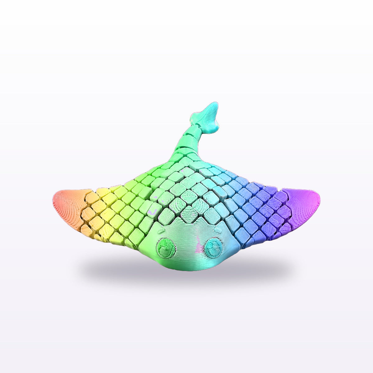 Formex 3D Printed Articulated Flexi Manta Ray Fidget Toy – 13cm, NZ Made in Rainbow Silk