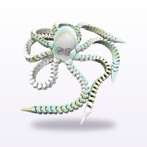 Formex 3D Printed Articulated Flexi Octopus Toy – 15cm, NZ Made in White