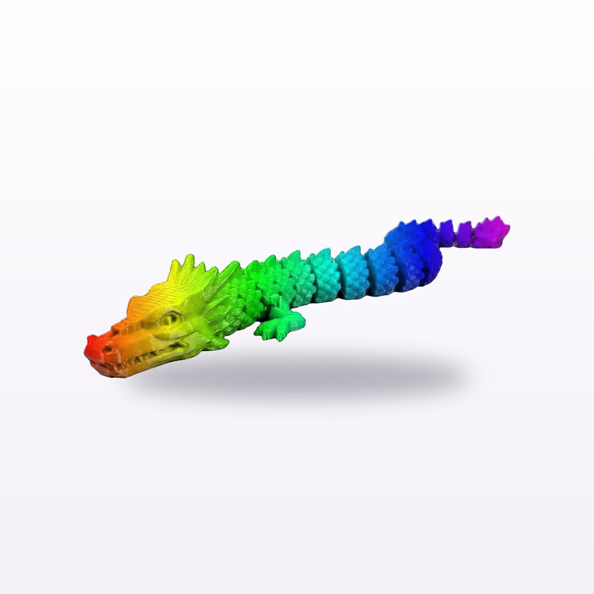 Formex 3D Printed Flexi Quetzalcóatl Feathered Serpent Toy – 26cm, NZ Made in Rainbow Silk