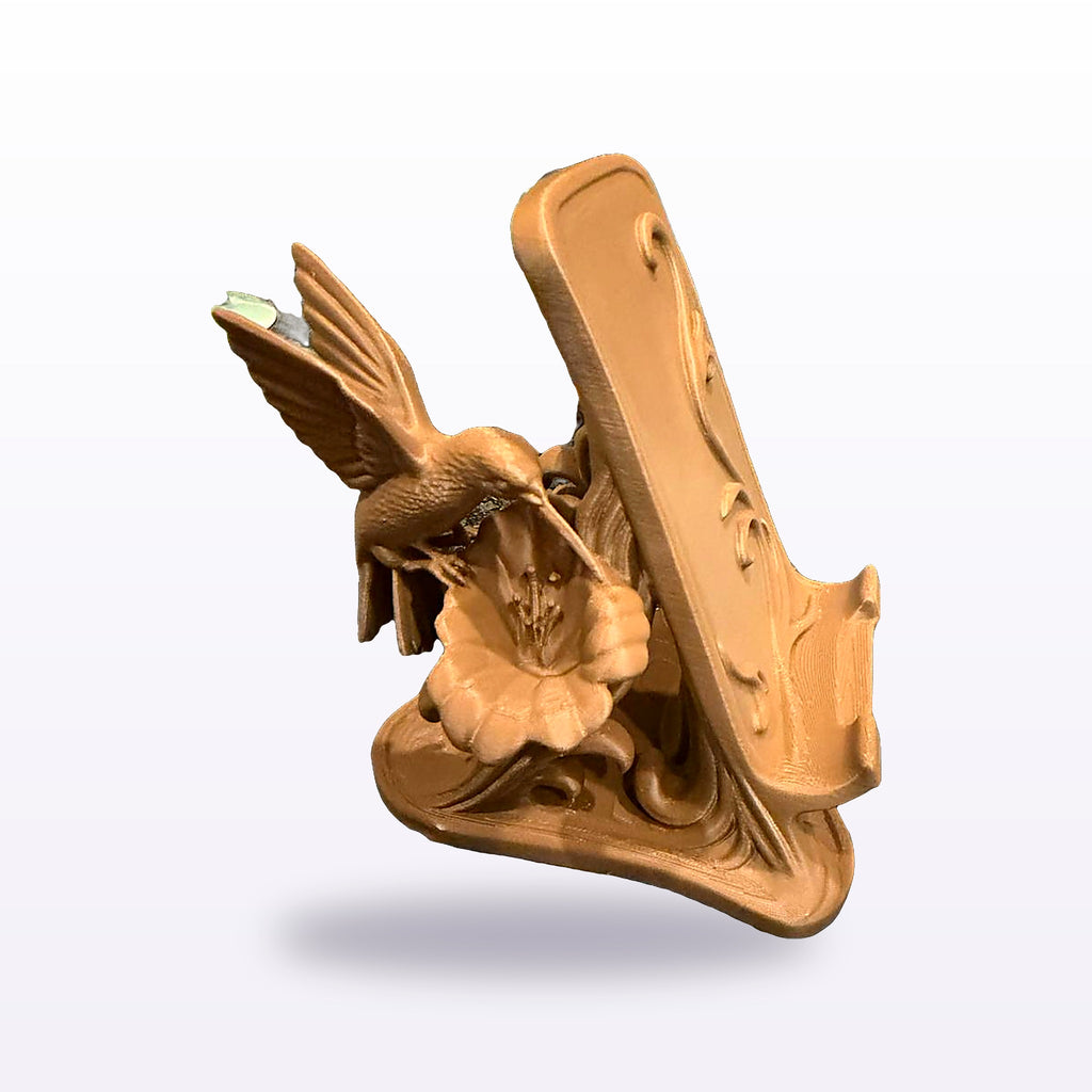 Hummingbird phone stand, front
