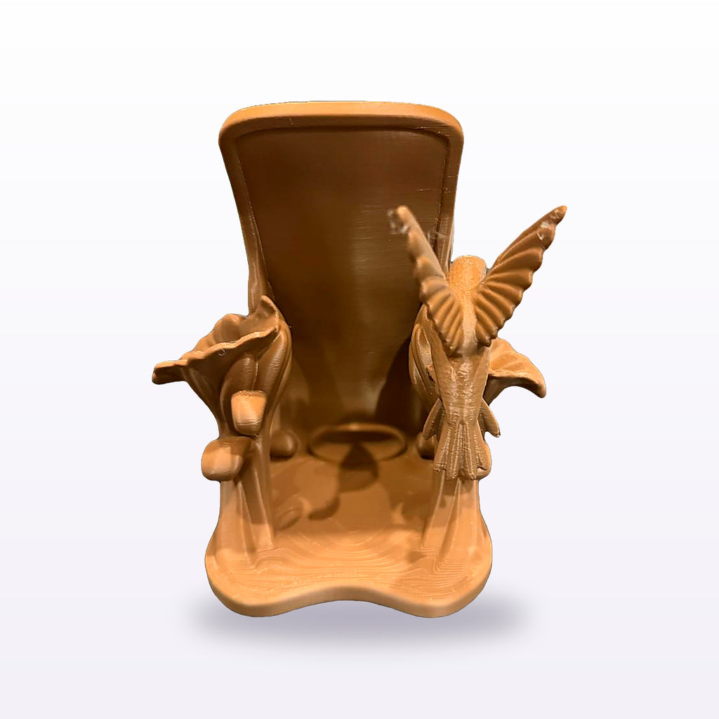 Hummingbird phone stand, side