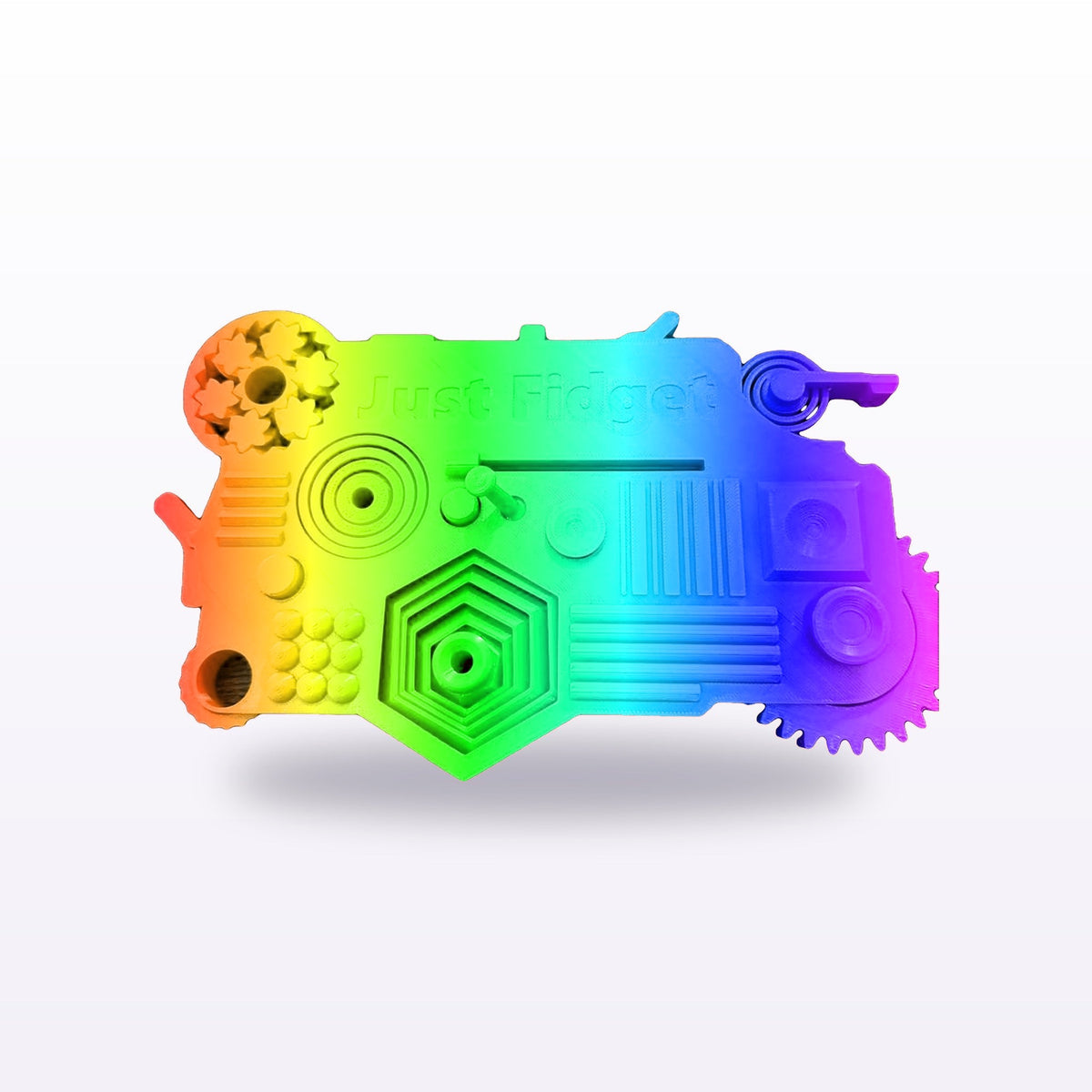 Formex 3D Printed Multi-Fidget Board – 21 Mechanisms, 19x13cm, NZ Made in Rainbow Silk