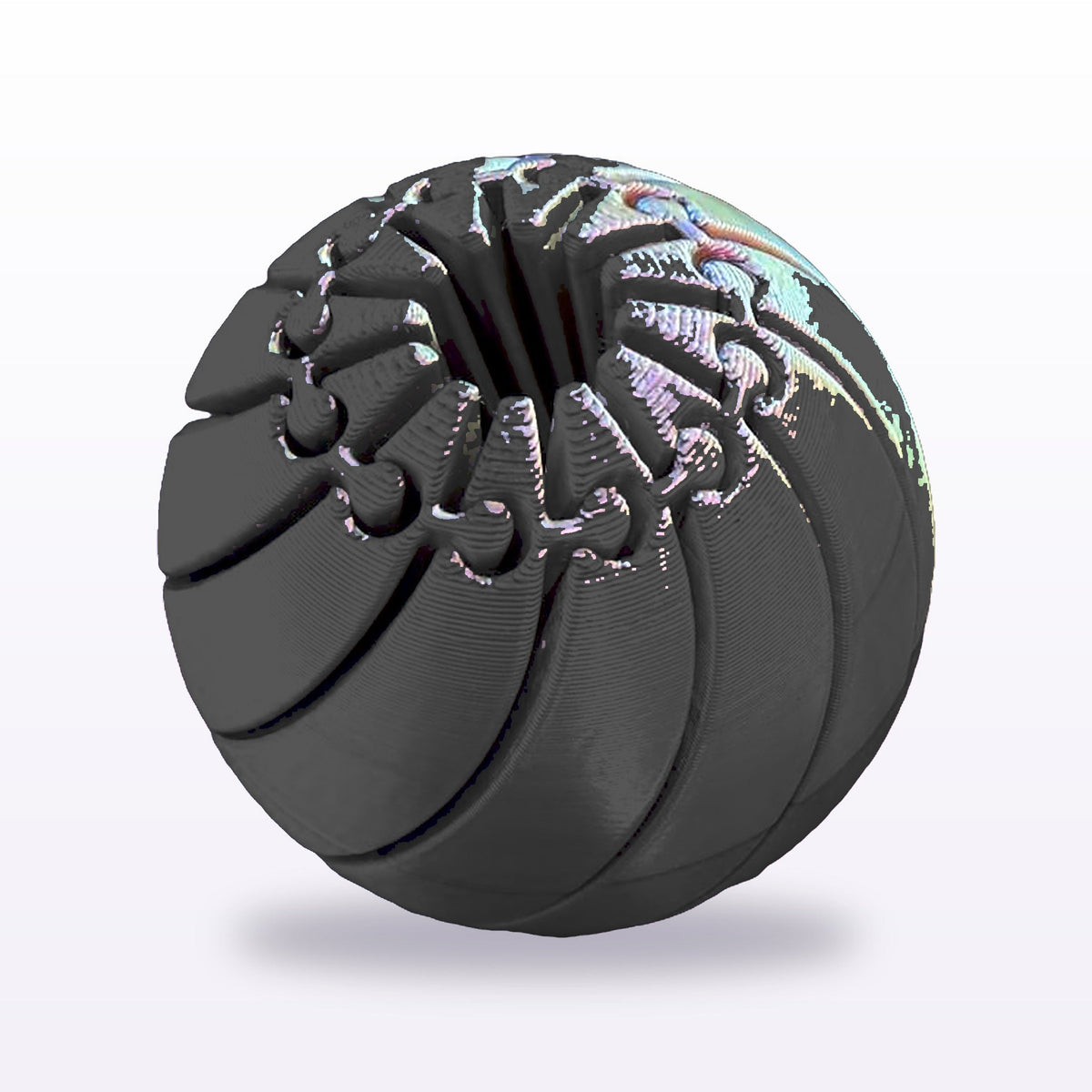 Formex 3D Printed Rainbow Silk Pumpkin Fidget Ball – 7cm, NZ Made in Black