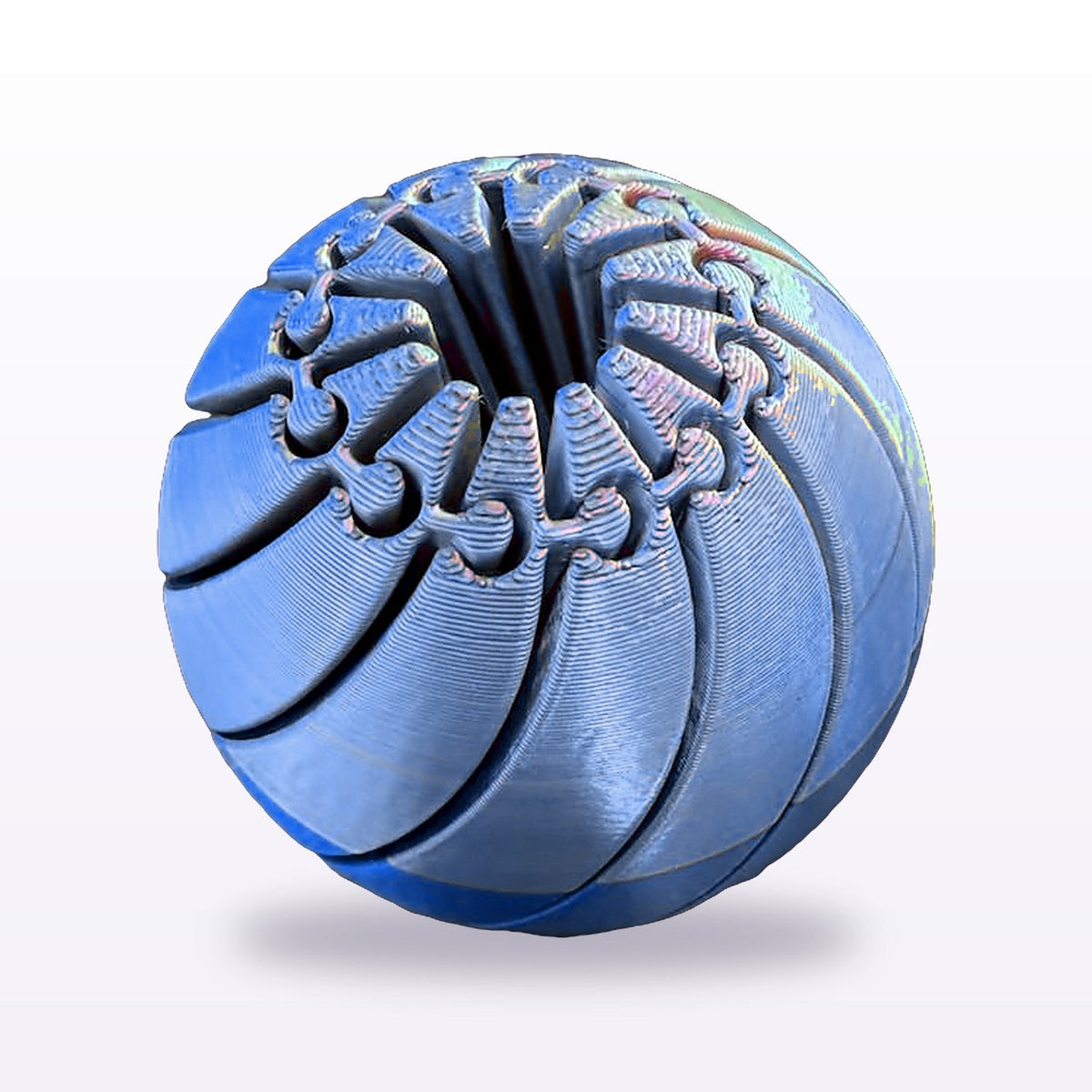 Formex 3D Printed Rainbow Silk Pumpkin Fidget Ball – 7cm, NZ Made in Blue