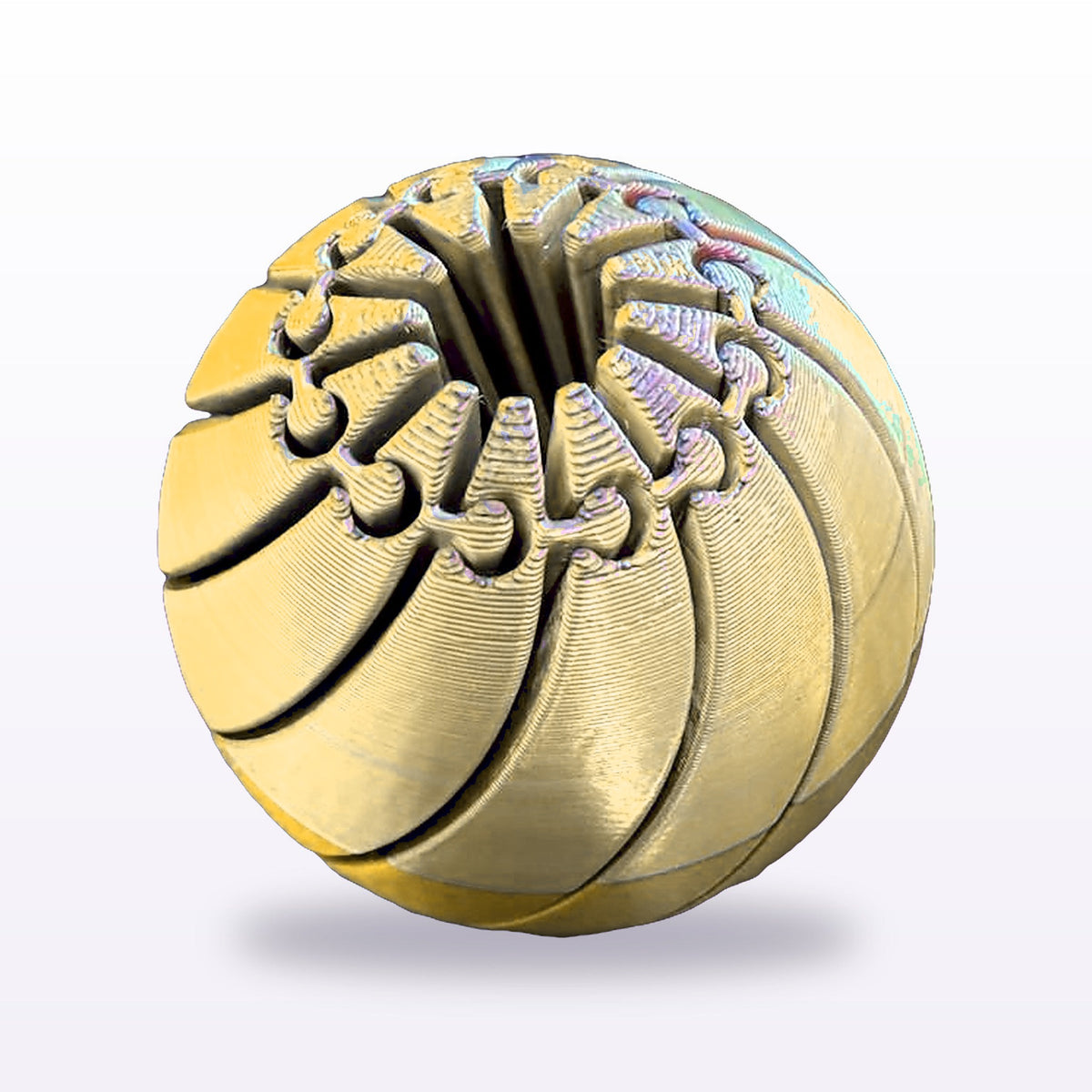 Formex 3D Printed Rainbow Silk Pumpkin Fidget Ball – 7cm, NZ Made in Gold