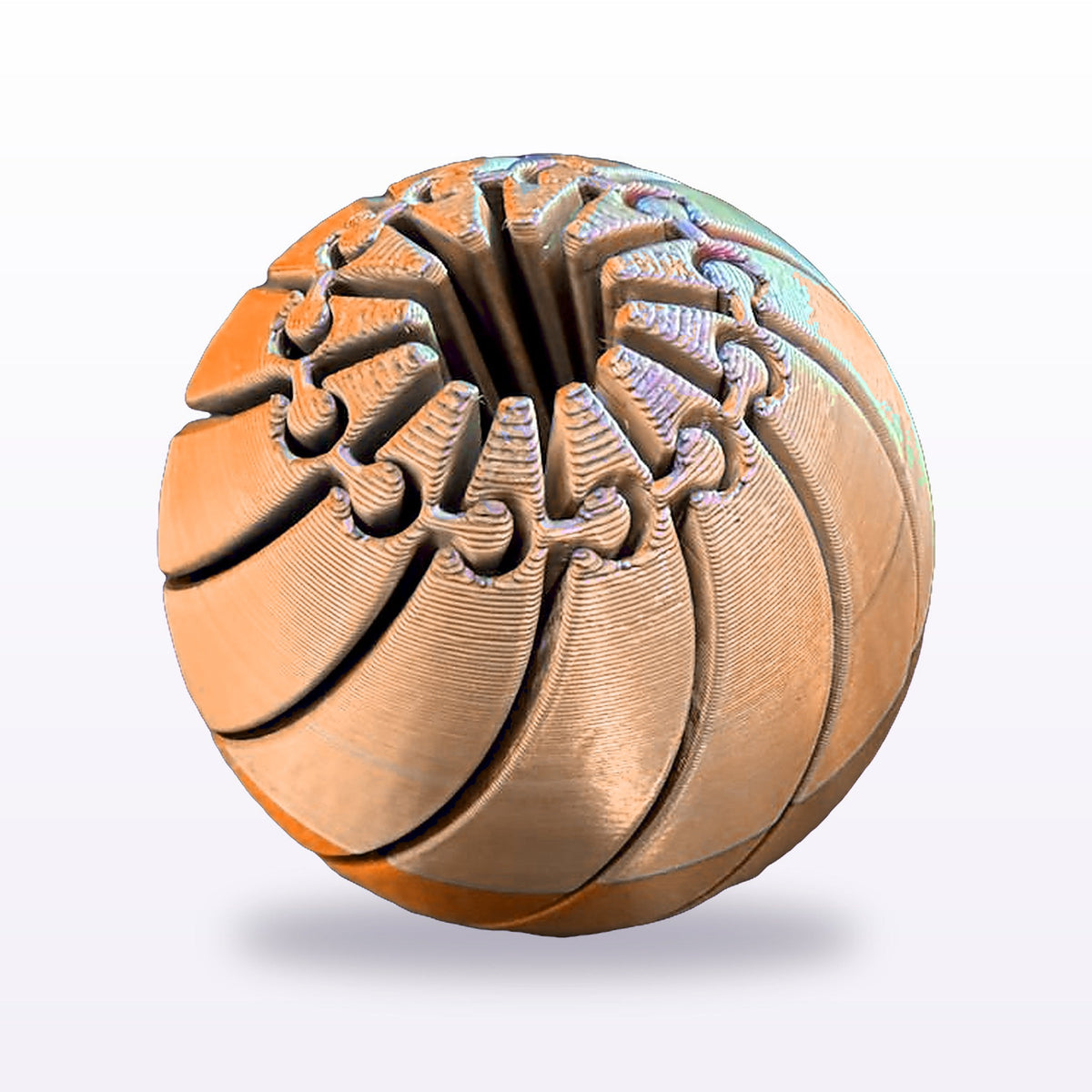 Formex 3D Printed Rainbow Silk Pumpkin Fidget Ball – 7cm, NZ Made in Orange