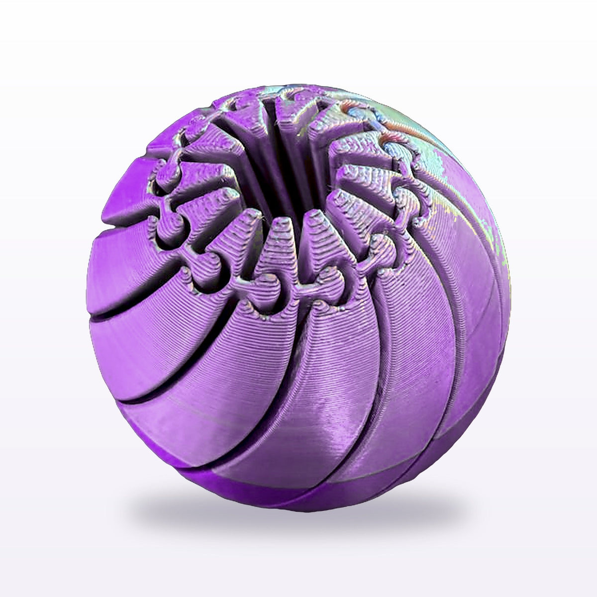 Formex 3D Printed Rainbow Silk Pumpkin Fidget Ball – 7cm, NZ Made in Purple