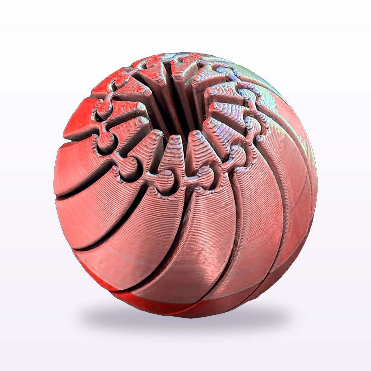 Formex 3D Printed Rainbow Silk Pumpkin Fidget Ball – 7cm, NZ Made in Red