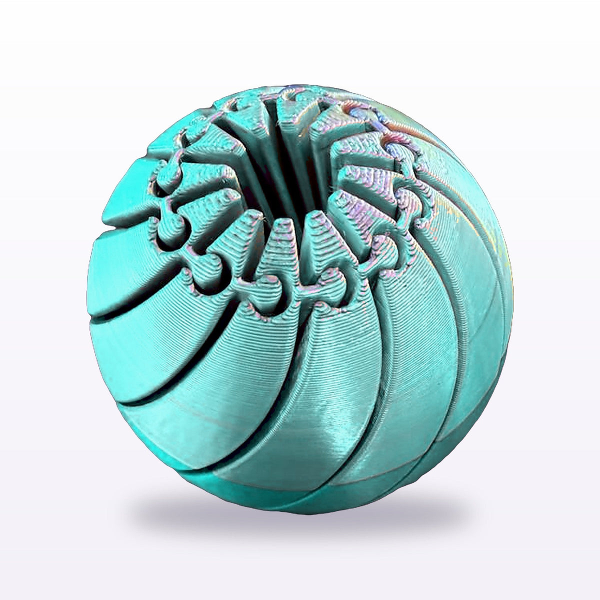 Formex 3D Printed Rainbow Silk Pumpkin Fidget Ball – 7cm, NZ Made in Teal