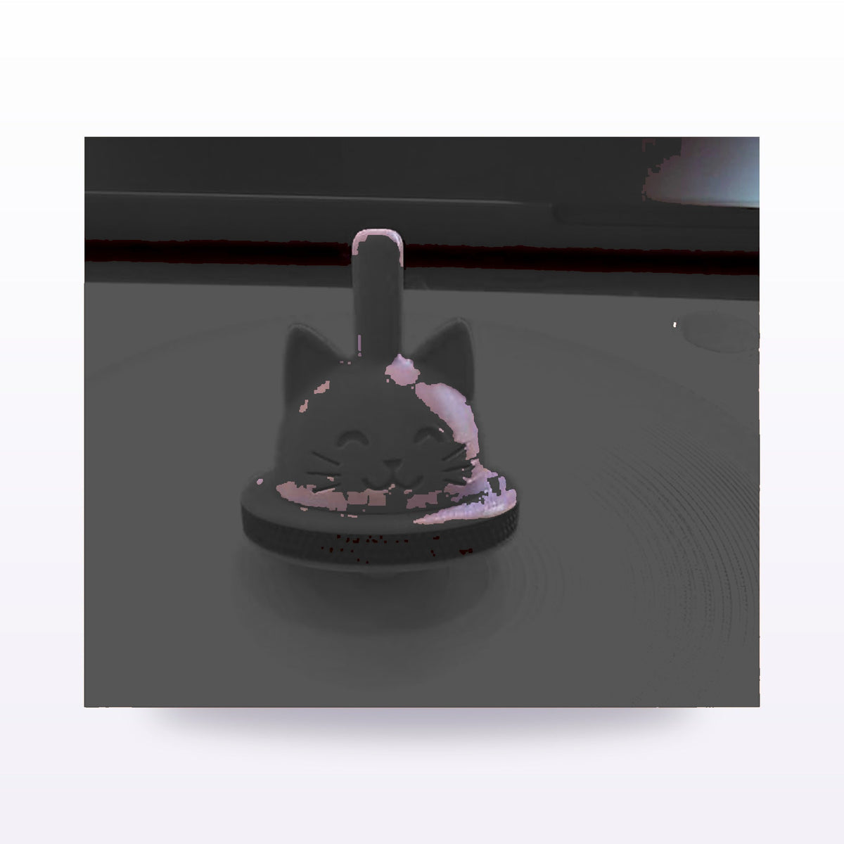 Formex 3D Printed Cat Spinning Top with Launcher – 14cm, NZ Made in Black