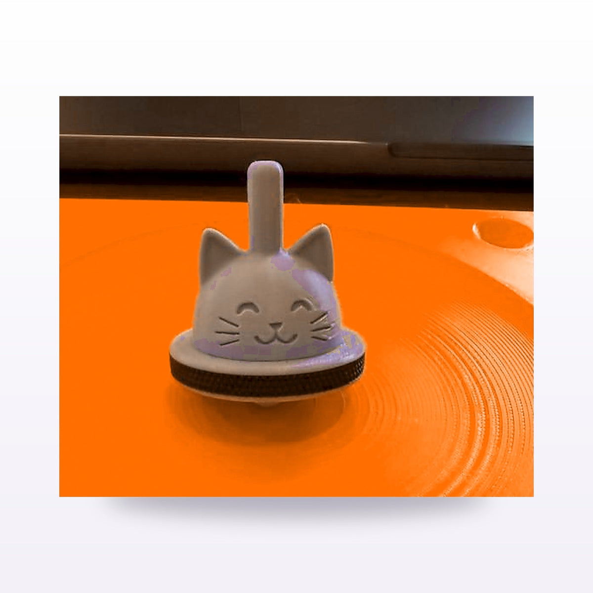 Formex 3D Printed Cat Spinning Top with Launcher – 14cm, NZ Made in Orange