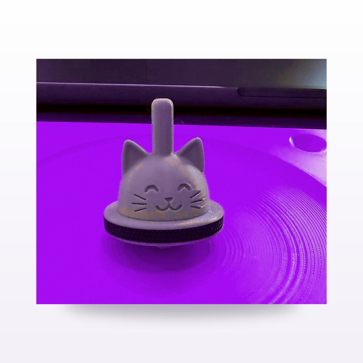 Formex 3D Printed Cat Spinning Top with Launcher – 14cm, NZ Made in Purple