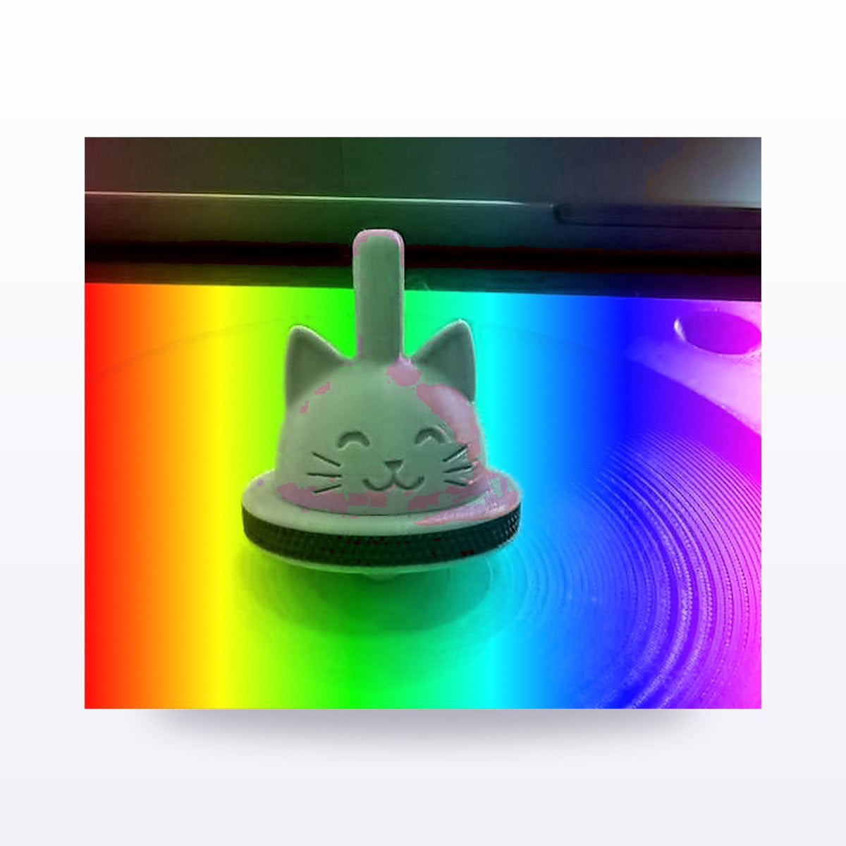 Formex 3D Printed Cat Spinning Top with Launcher – 14cm, NZ Made in Rainbow Silk