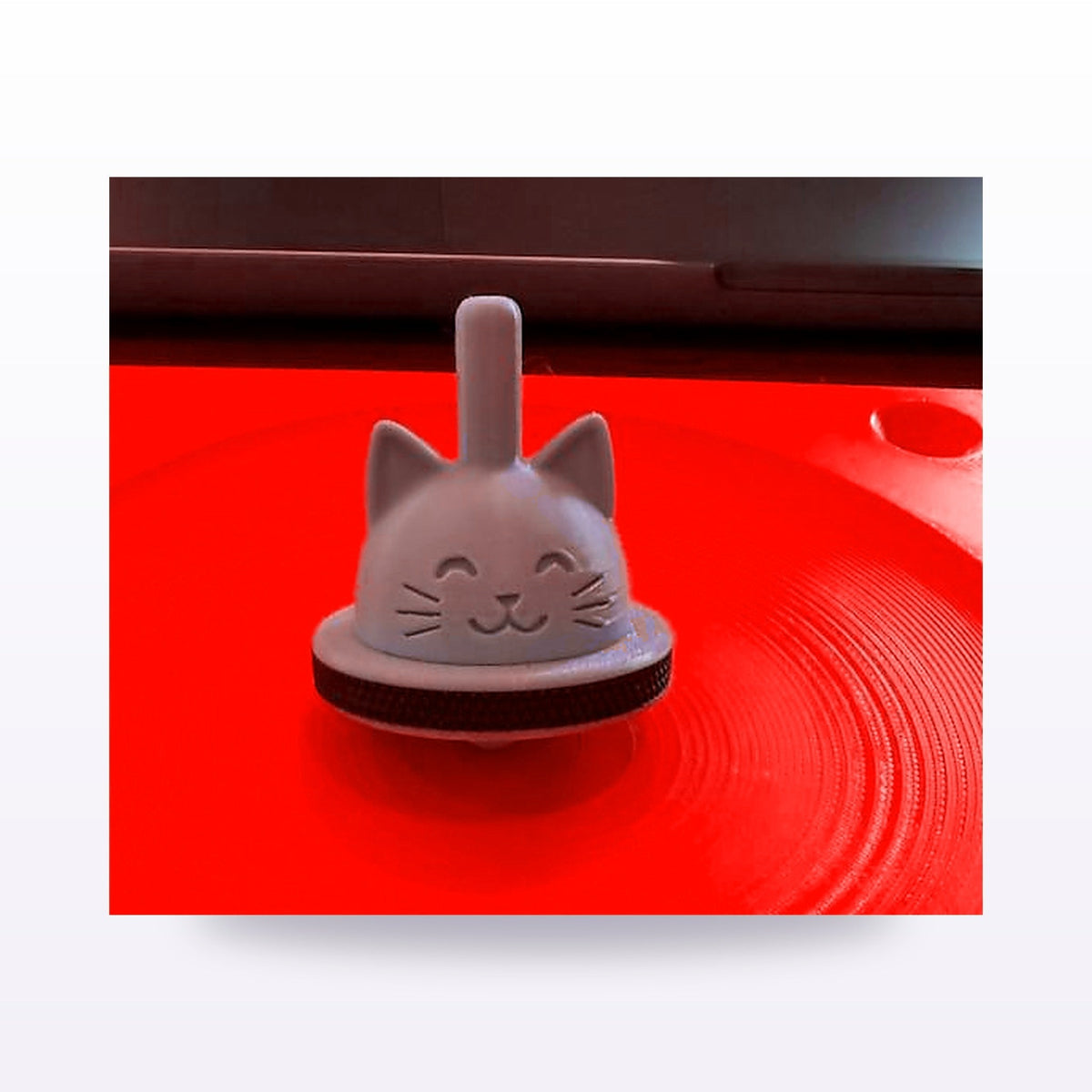 Formex 3D Printed Cat Spinning Top with Launcher – 14cm, NZ Made in Red