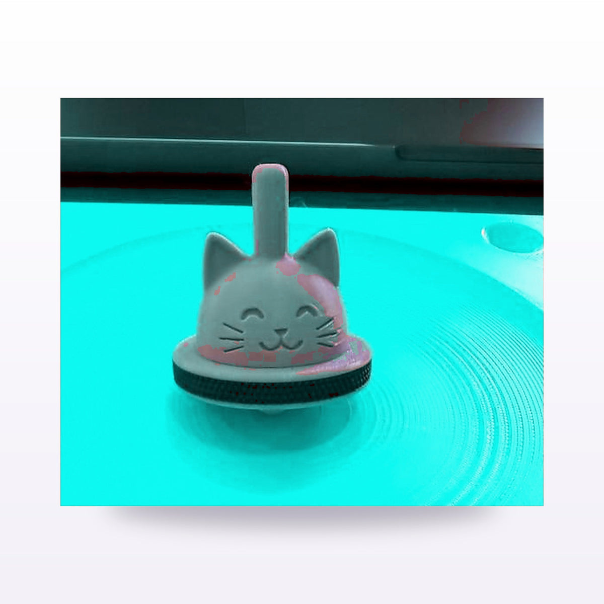 Formex 3D Printed Cat Spinning Top with Launcher – 14cm, NZ Made in Teal