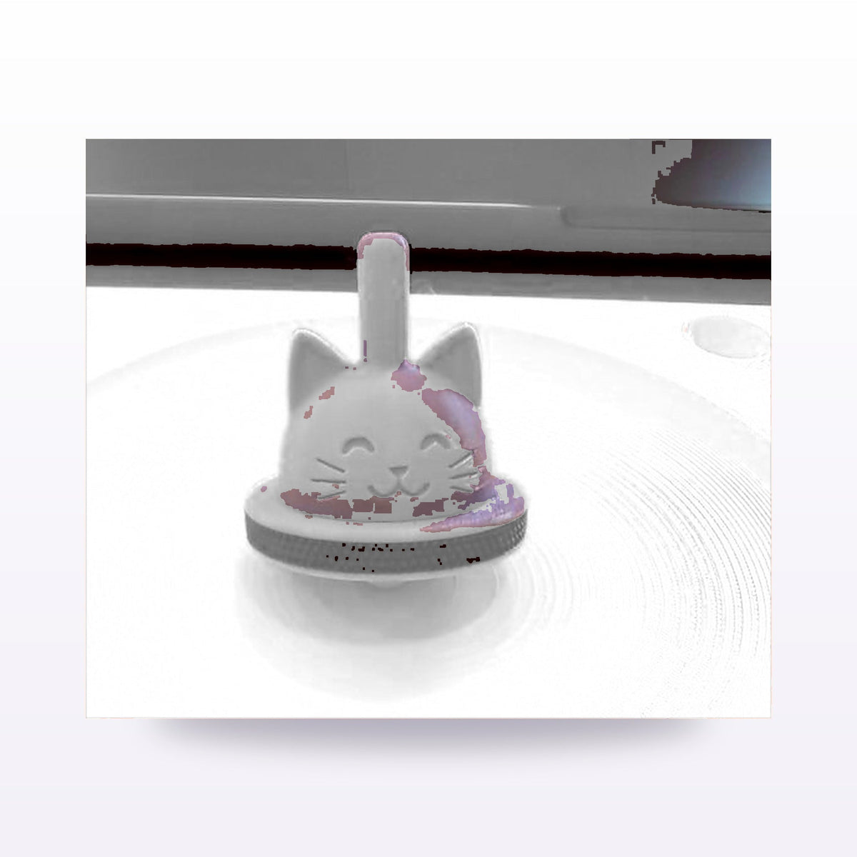Formex 3D Printed Cat Spinning Top with Launcher – 14cm, NZ Made in White