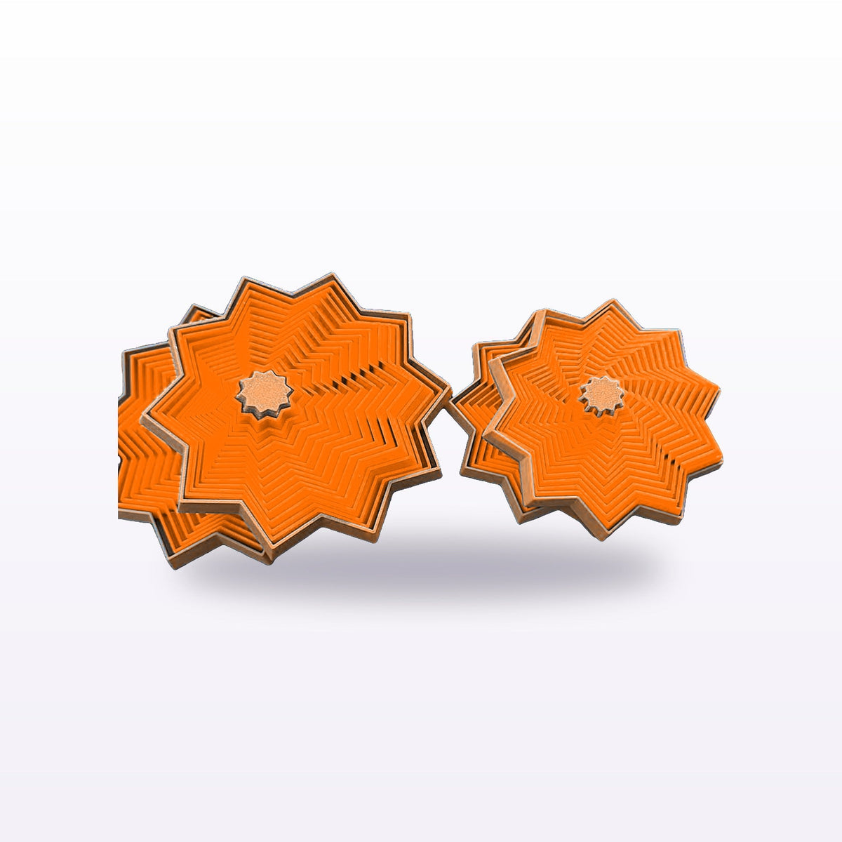 Formex 3D Printed Spiral Star Fidget Spinner Pair – 8cm, NZ Made in Orange