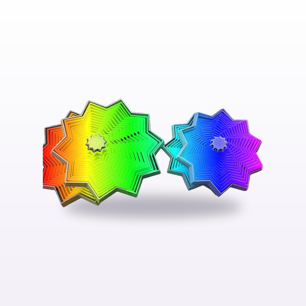 Formex 3D Printed Spiral Star Fidget Spinner Pair – 8cm, NZ Made in Rainbow Silk