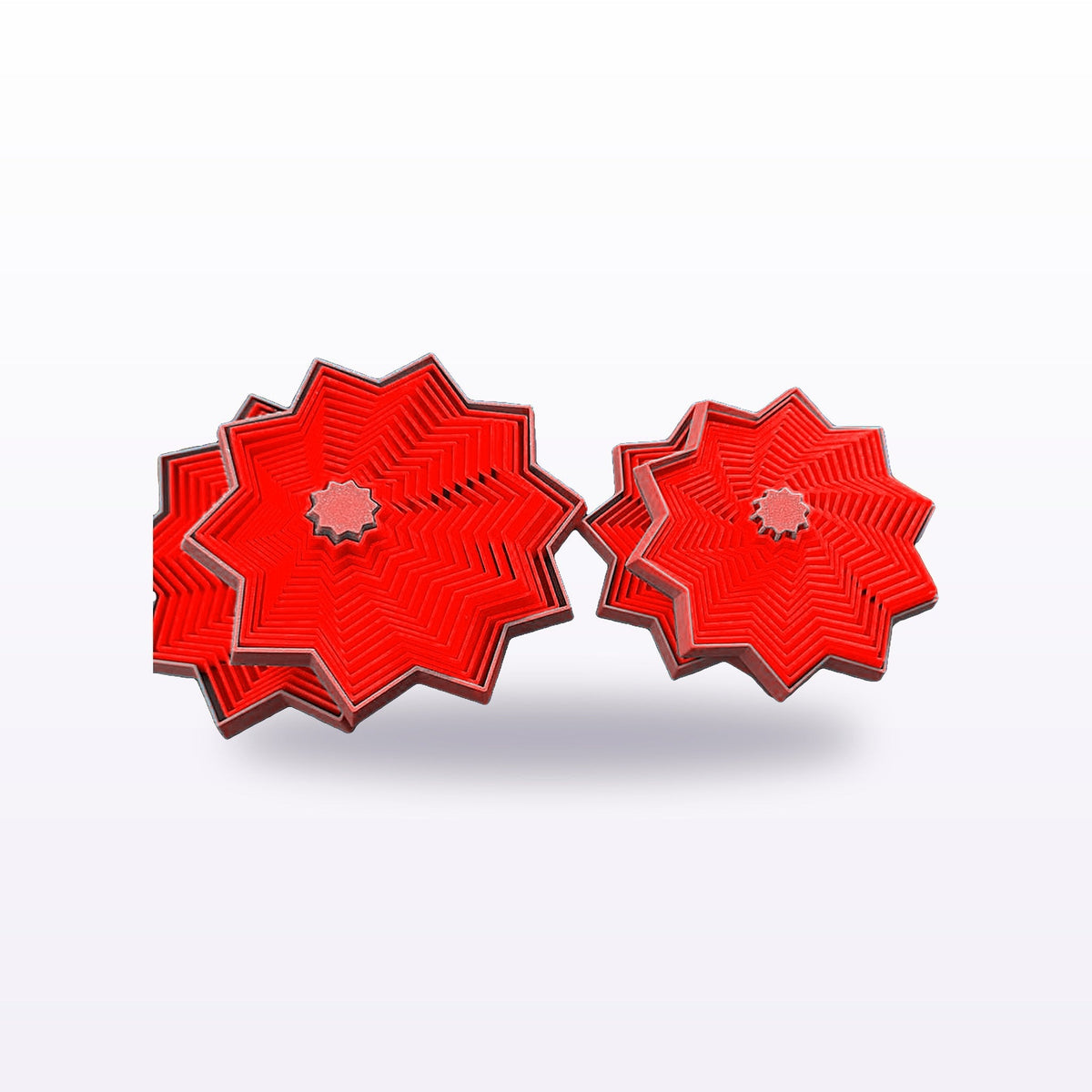 Formex 3D Printed Spiral Star Fidget Spinner Pair – 8cm, NZ Made in Red