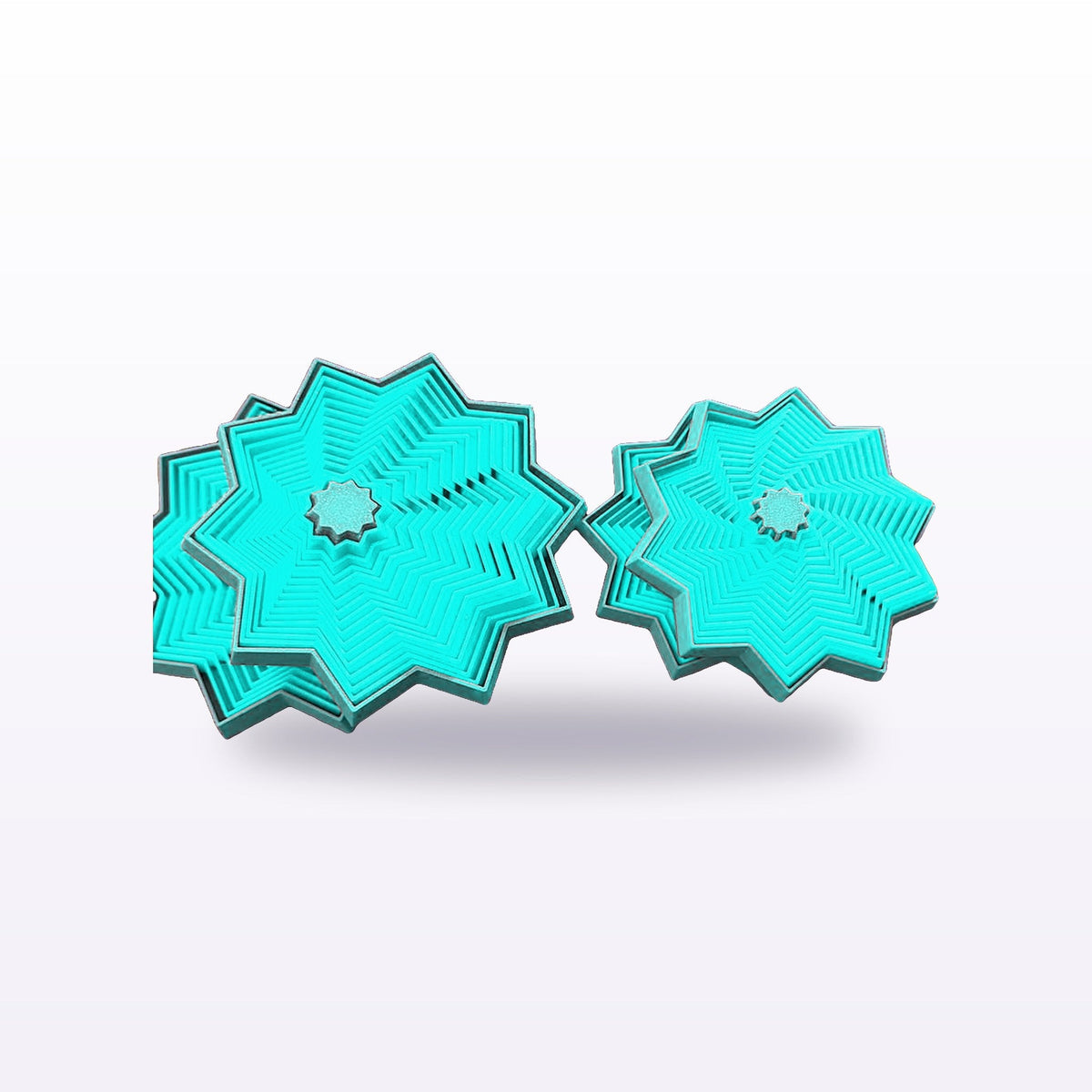 Formex 3D Printed Spiral Star Fidget Spinner Pair – 8cm, NZ Made in Teal