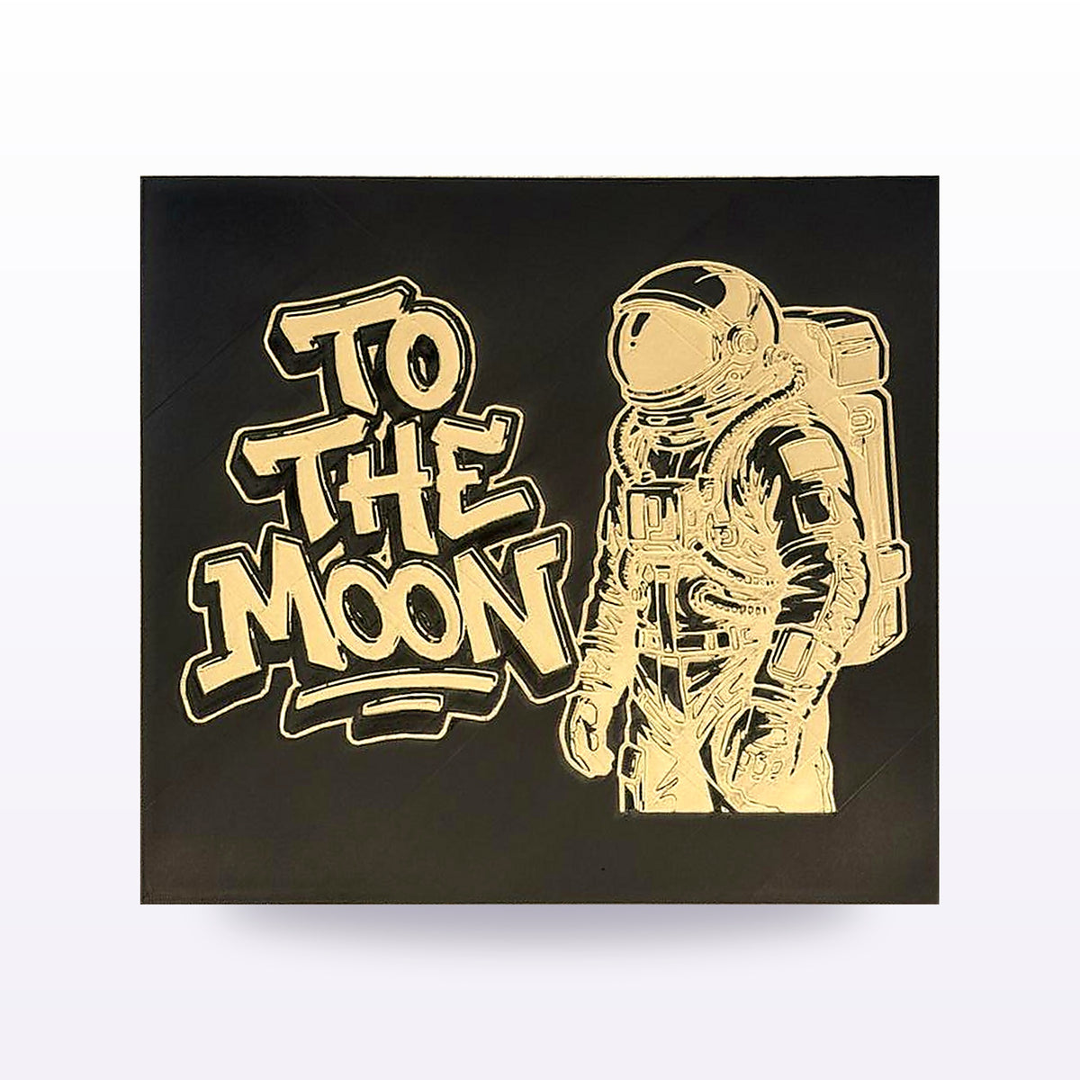 "To The Moon" wall tile in Black & Gold — 3D printed by Formex 3D Lab