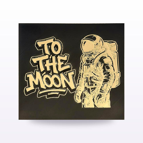 "To The Moon" wall tile in Black & Gold — 3D printed by Formex 3D Lab
